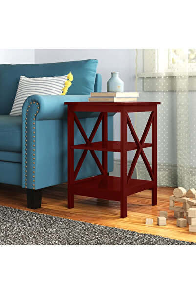 Poyraz Furniture Accessory Saklama Alanlı Yan Sehpa, Çift Raflı, Salon, Antre...