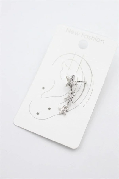 Marsilyan Nvdn- Ieg - Stoned Cartilage Earrings - Silver Iegrs-Nvdn1