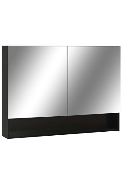 vidaxl Dulap de baie cu oglindă și LED-uri, negru, 80x15x60 cm, MDF