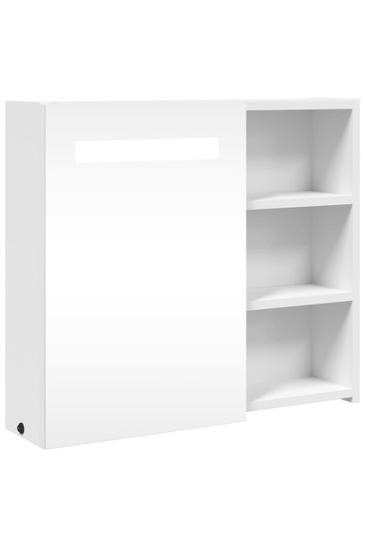 vidaxl Dulap cu oglindă de baie cu lumină LED, alb, 60x13x52 cm