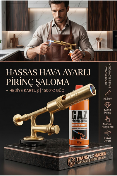 Transformacion Profesyonel Pirinç Şaloma, Hava Ayarlı Metal Pürmüz Başlığı + ...