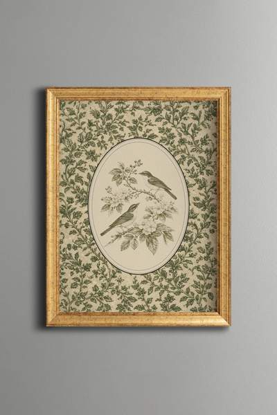 epiqart Elegant Bird and Flower Composition - Vintage Patterned Frame - Slim ...