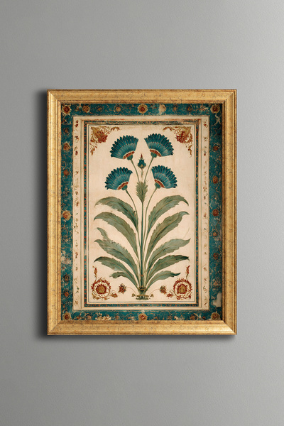 epiqart Turquoise Floral Pattern - Vintage Patterned Frame - Slim Model