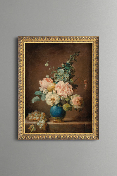 epiqart Floral Still Life - Vintage Patterned Frame - Slim Model