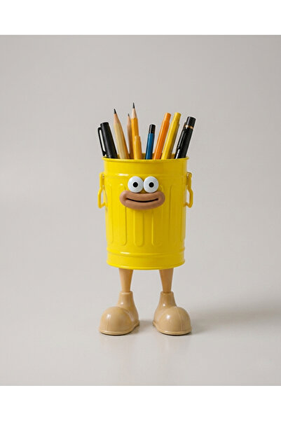 Limmy Cute and Funny Desktop Pen Holder with Metal Body - Yellow