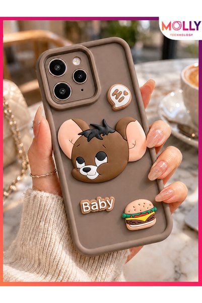 Molly Fallow Brown Thick Edges 3D Embossed Baby Jerry Silicone Case for Redmi 12