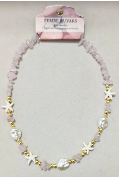 Sualp Zenraaksesuar Pink Quartz Natural Stone Pendant Is a Love Stone with a Nautical Theme.