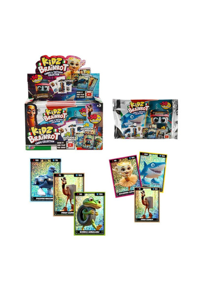Generic Brand Holographic Brainrot Cards and Temporary Tattoo