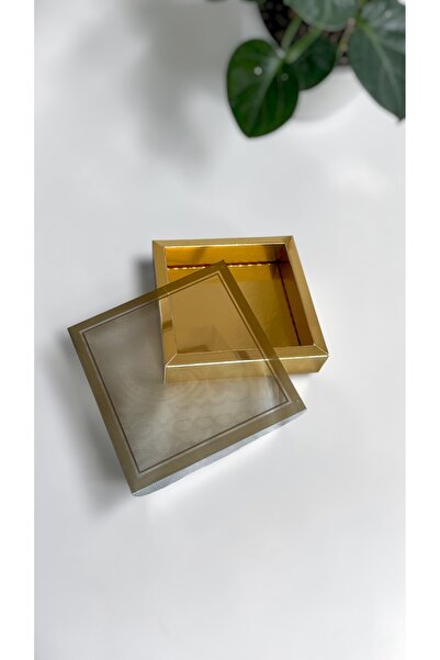 YALDIR GRUP 15x15x3 cm Asetat Kapaklı Gold Kutu 20'li - Hediyelik, Çikolata, ...