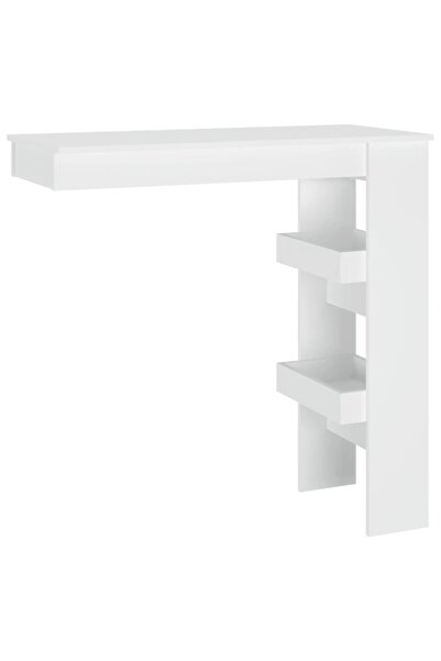 vidaxl Masă bar de perete, alb, 102x45x103,5 cm, lemn compozit