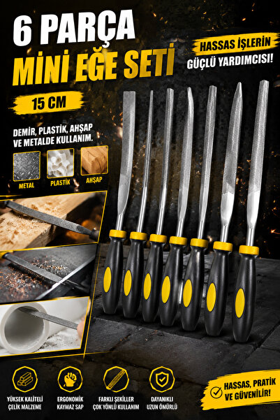 Zephoo 6'lı Hassas Mini Eğe Seti 150 mm Ergonomik Saplı El Eğesi Takımı Metal...
