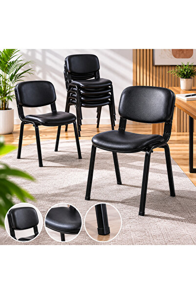 TRENDCORE 6 Adet Siyah Form Sandalye – Metal Ayaklı Ofis, Bekleme, Kafeterya ...