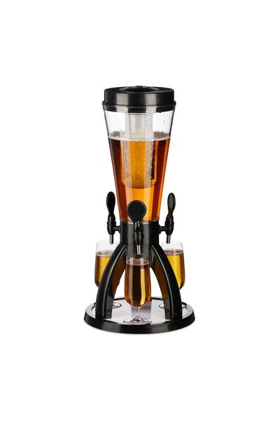 Relaxdays Dozator de bere, Relaxdays, cu 3 robinete, cu tub de gheață, 4 L, n...