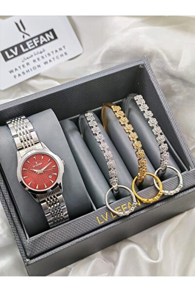 LV LEFAN Women's Watch with 3 Matching Accessory Bracelets.