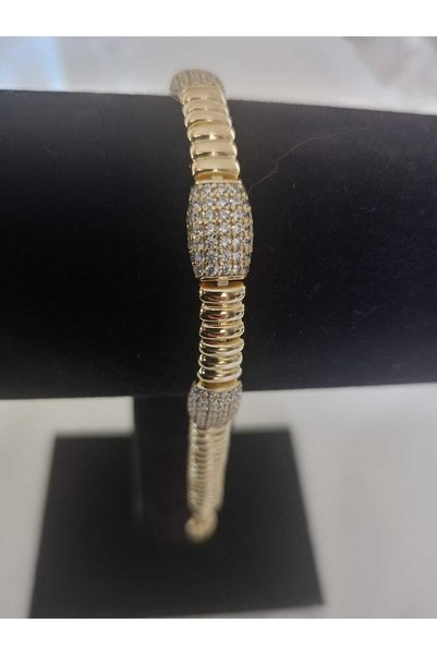 inci çelik aksesuar Three-Eyed Stone Detailed Steel Bracelet