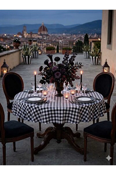 Angels' Collection Round Gingham Tablecloth