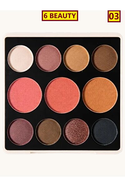 6 Beauty Aishado 8-Color Eyeshadow + Blush Palette, 3-Color Blush Set, Profes...
