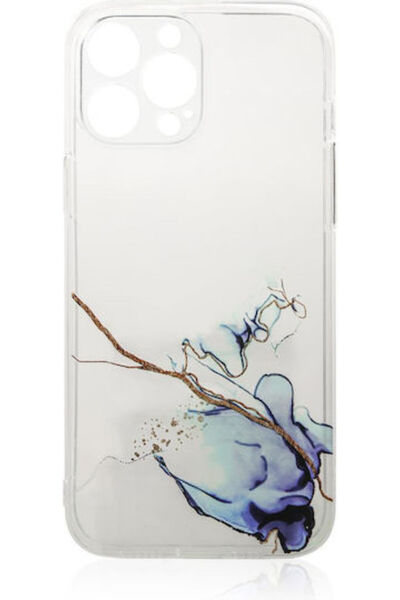 Hurtel Θήκη Πλάτης Σιλικόνης Τζελ Μπλε Μαρμάρου (iPhone 12 Pro Max)