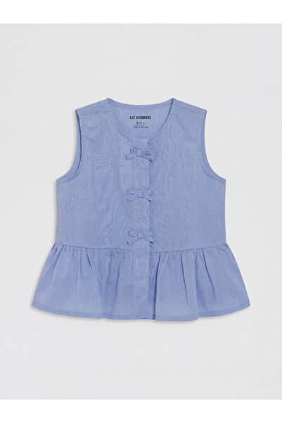 LC Waikiki Rmz Gi̇yi̇m Farkiyla Girls' Shirt with Bow and Ruffles
