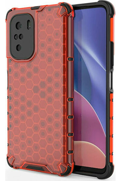Hurtel Husă spate tip fagure din plastic roșu (Poco F3 / Mi 11i)