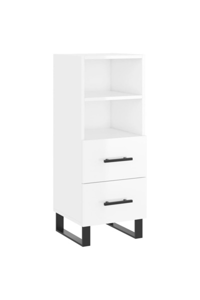 vidaxl Servantă, alb extralucios, 34,5x34x90 cm, lemn compozit
