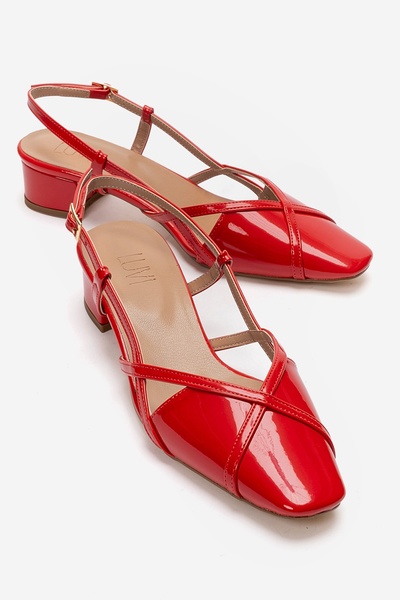 LuviShoes OLENA Crvene lakirane ženske sandale na petu