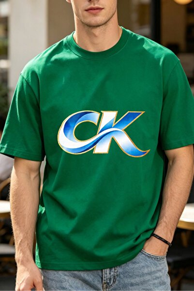 Fleck Casual Style T Shirts For Men CK Logo Design Mens Printed T Shirts