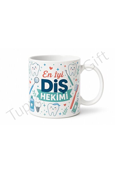 Tupya Gift Diş Hekimine Hediye Meslek Baskılı Kişiye Özel Seramik Kupa Bardak