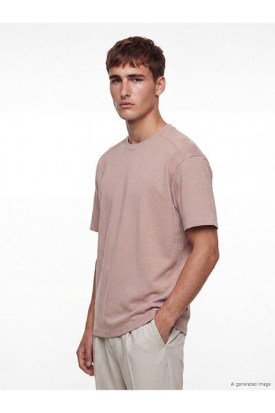 LC Waikiki Pink Relax Fit Crew Neck Men's T-Shirt