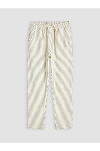 LC Waikiki Ecru Striped Boys' Muslin Pants