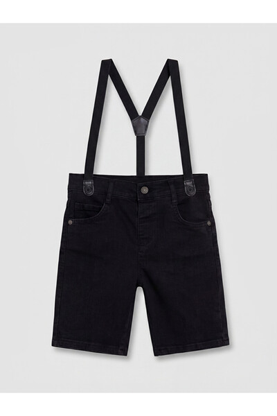 LC Waikiki Siyah Pantolon Askılı Erkek Çocuk Jean Şort