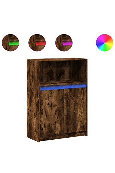 vidaxl Dulap cu LED, stejar fumuriu, 72x34x100 cm, lemn prelucrat