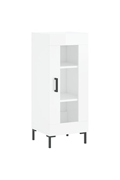 vidaxl Servantă, alb extralucios, 34,5x34x90 cm, lemn compozit