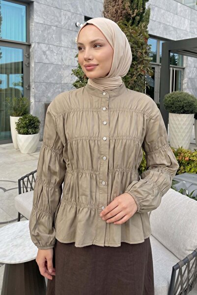 Salih Çelebi Gipe Detailed Shirt Y0146 - Light Khaki