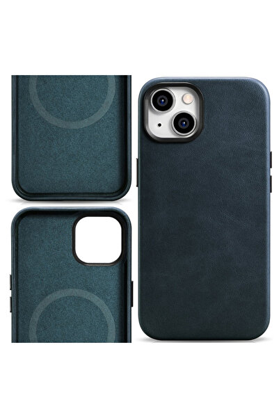 ICARER Husă din piele cerată magnetică pentru iPhone 14 Plus pentru MagSafe