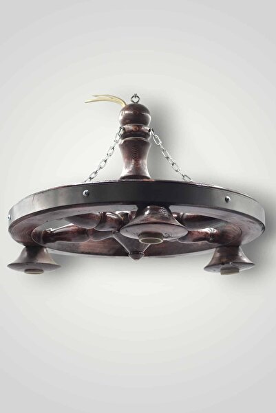 Z-Tools Candelabru din lemn cu 3 becuri, diametru 50cm, maro / EXT9070