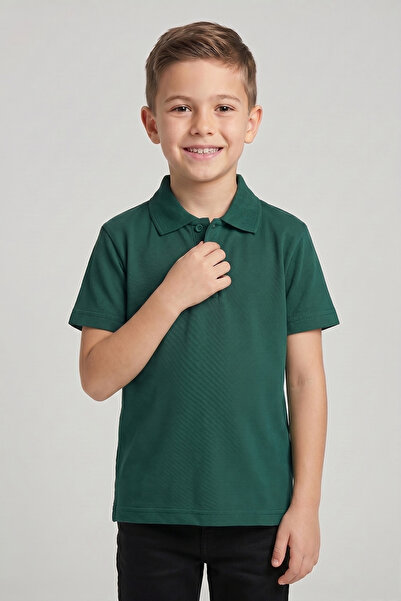 nacar çarşı تي شيرت مدرسي للأطفال من الجنسين من Nefti Green Lacoste بياقة بول...