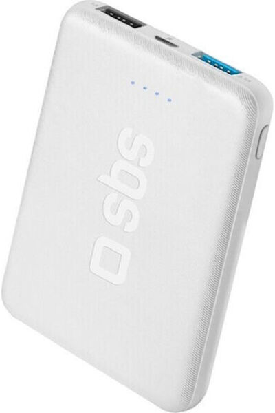 SBS ‎ Power Bank Τσέπης 5000mAh με 2 Θύρες USB-A Λευκό
