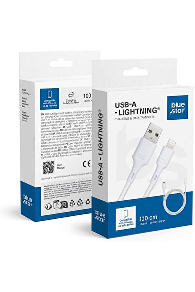 Blue Star Καλώδιο USB-A σε Lightning Λευκό 1μ