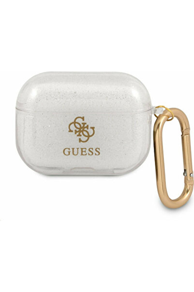 Guess Συλλογή Glitter Διαφανής Θήκη Σιλικόνης με Μπρελόκ για Apple AirPods Pro