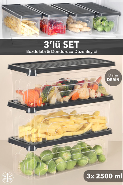 Meleni Home Recipient de depozitare pentru organizarea frigiderului, 3 bucăți...
