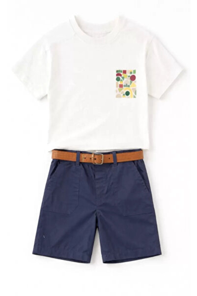 Mariposa Secret 2/5 Years Old Belted Shorts Printed T-Shirt Kids Set