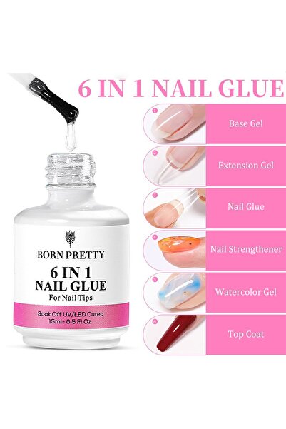 OLLA KOZMETİK Born Pretty 6ın1 Glue Uv Gel (çok Foksiyonlu Uv Tırnak Jeli) 15ml