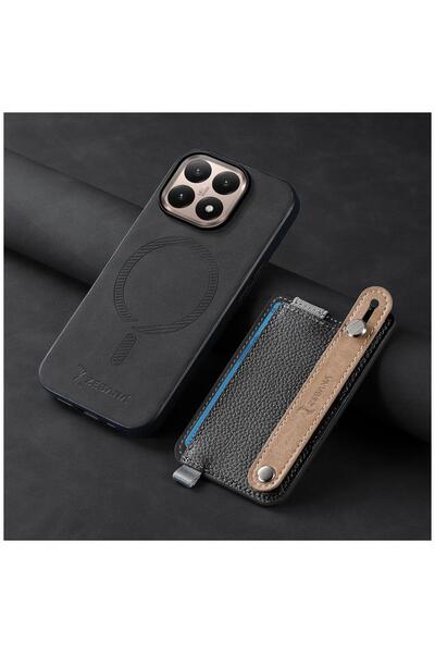Zebana Xiaomi Mi 15T Uyumlu Kılıf M-safe 2in1 Kartlıklı Best Deri Kılıf Siyah