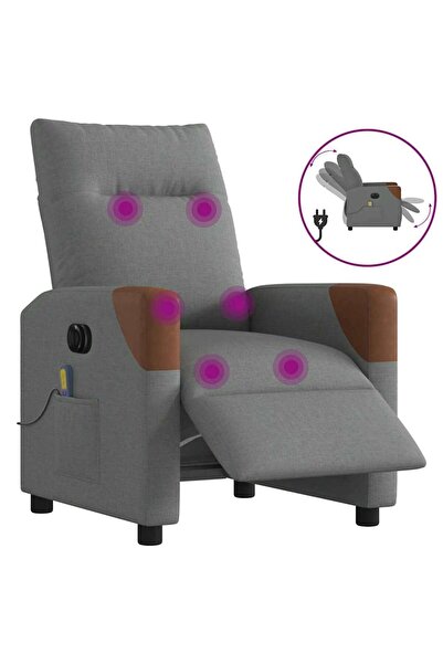 vidaxl Fotoliu electric de masaj rabatabil, gri închis, textil