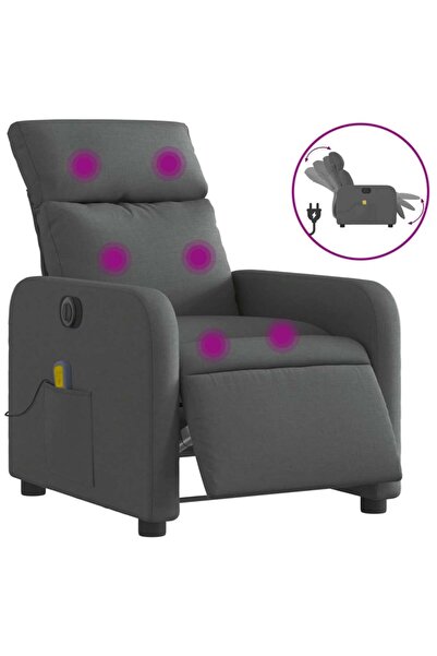 vidaxl Fotoliu electric de masaj rabatabil, gri închis, textil