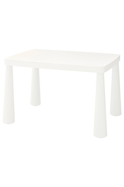 IKEA طاولة أطفال من ماموت، للاستخدام الداخلي والخارجي، بيضاء، 77 × 55 سم