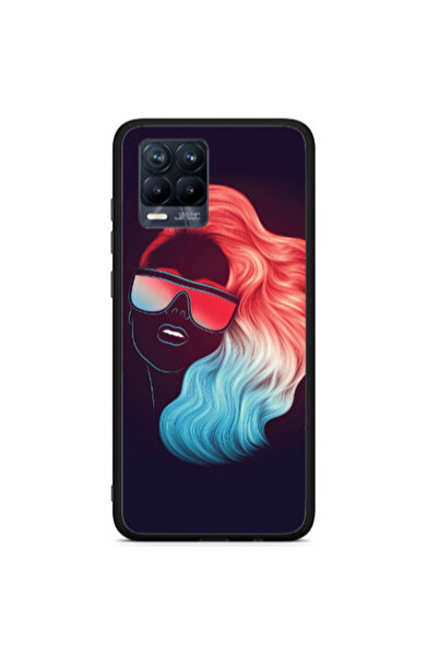 Other Realme 8 i Girl with glasses Black Glossy Θήκη
