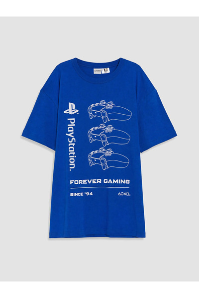 LC Waikiki Blue Playstation Printed Boys' T-Shirt