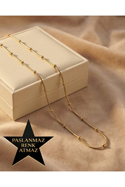 XUPING JEWELRY Xuping 14K Altın Renginde Dorika Detaylı Kadın Kolye 60 cm